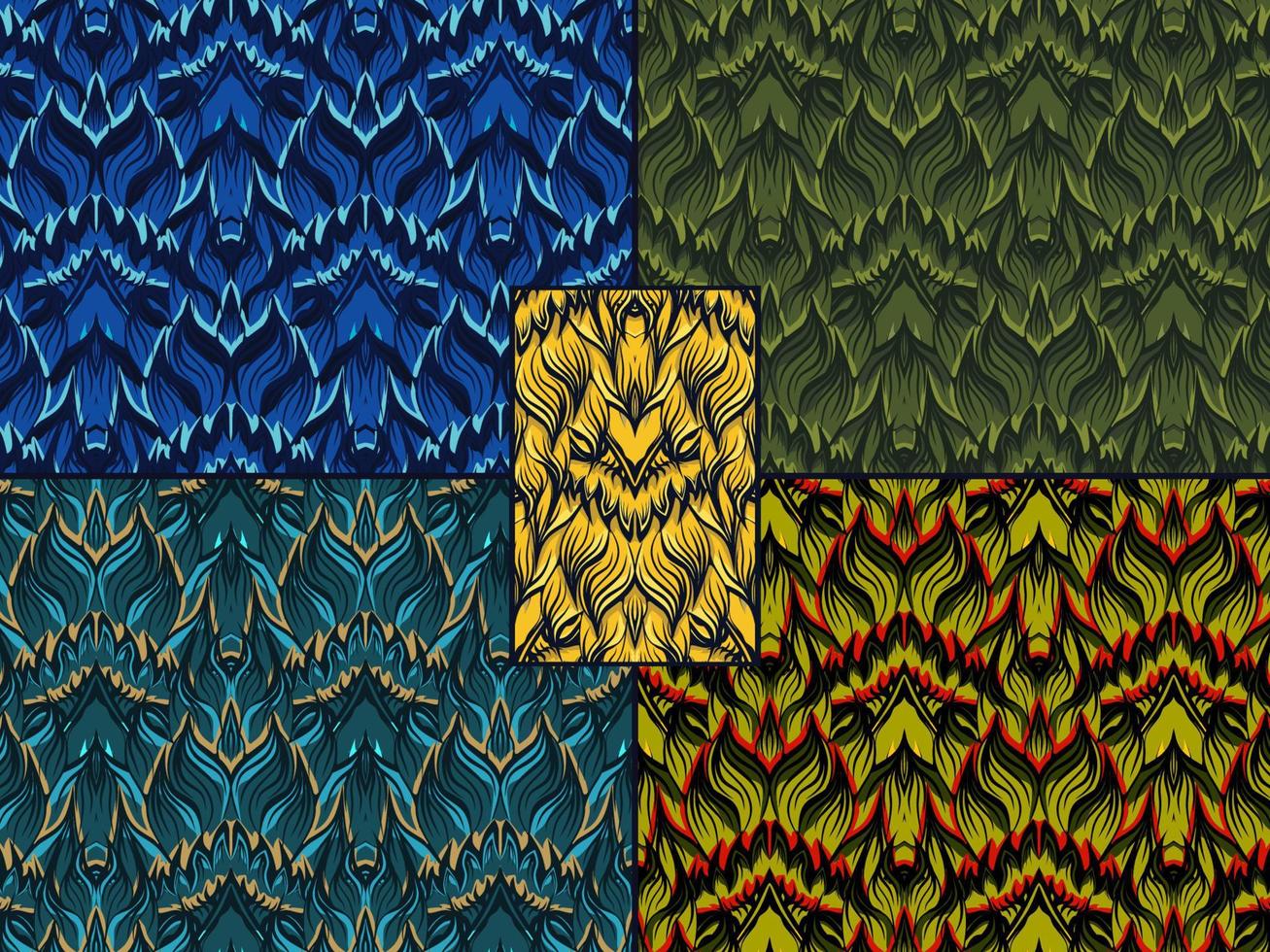 set color combination of seamless ornamental pattern vector