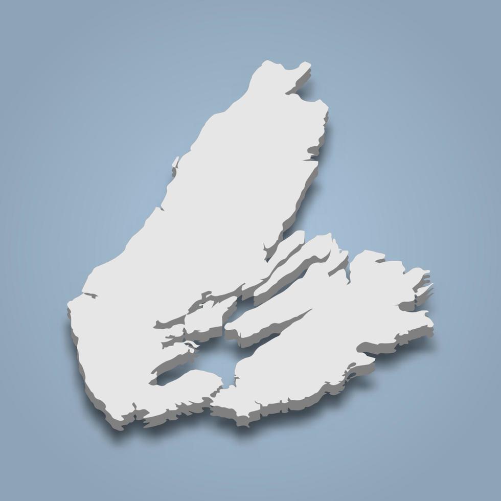 3d isometric map of Cape Breton is an island in Canada vector