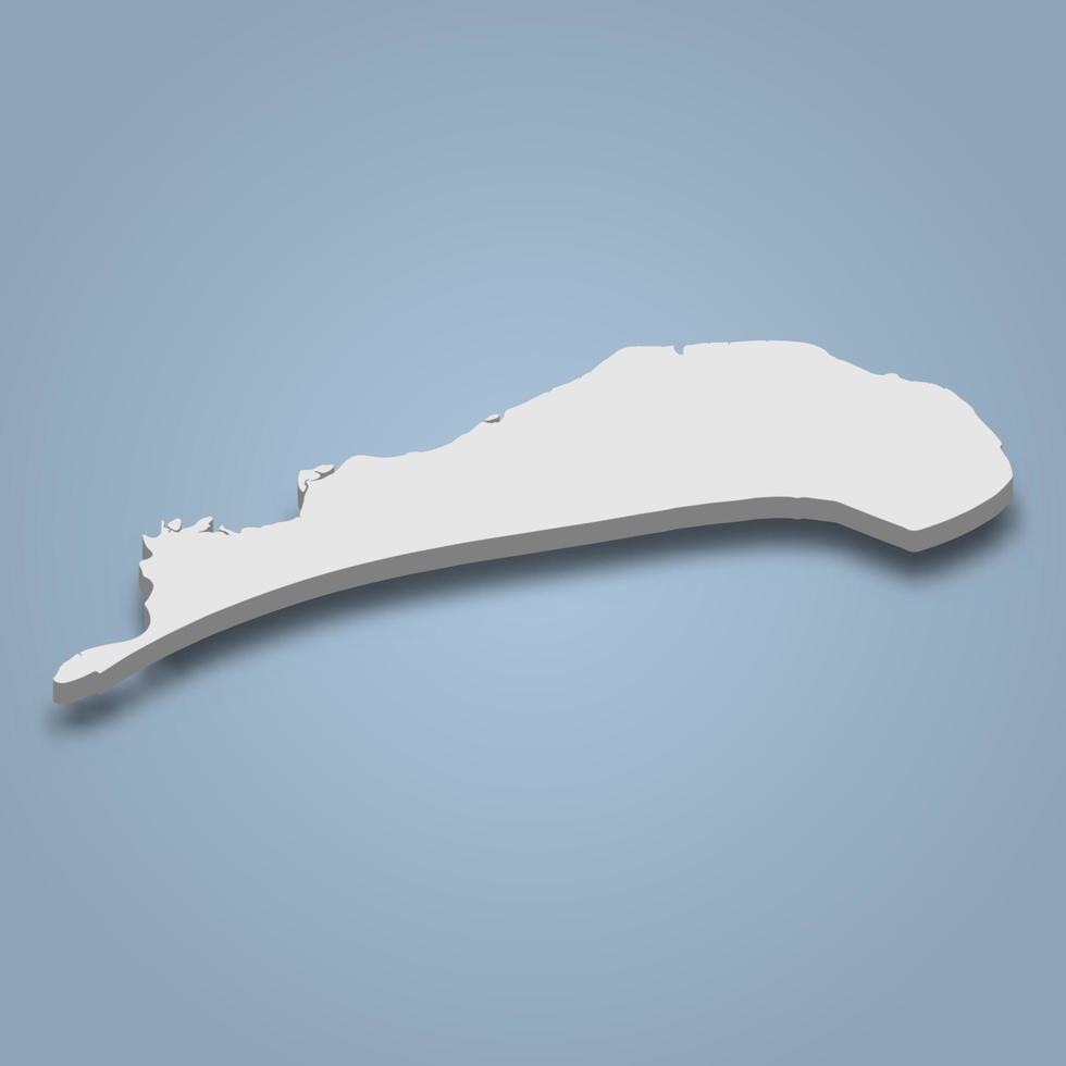 3d isometric map of Kiawah is an island in South Carolina, isolated vector illustration