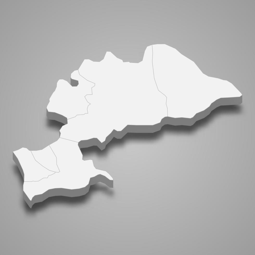 3d isometric map of Karaman is a province of Turkey vector