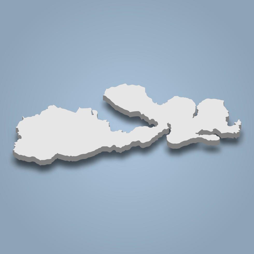 3d isometric map of Sumbawa is an island in Indonesia vector