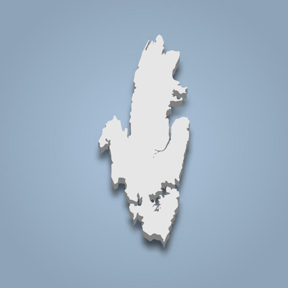 3d isometric map of South Andaman is an island in India vector