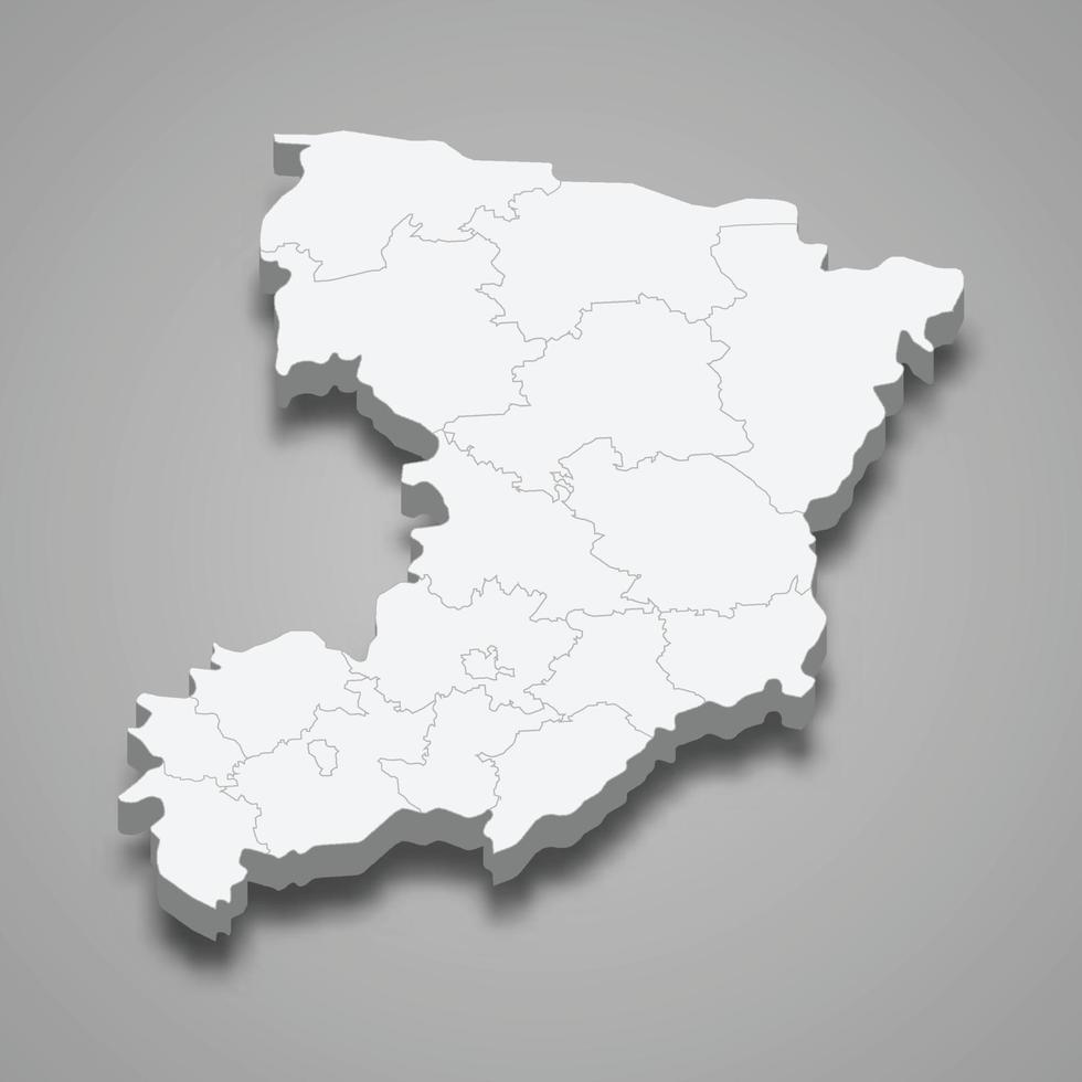 3d isometric map of Rivne oblast is a region of Ukraine vector