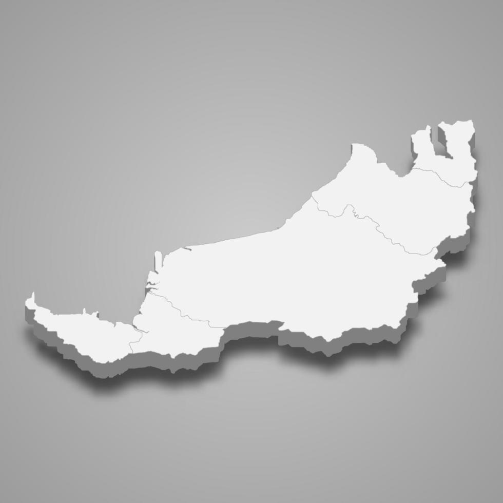 3d isometric map of Sarawak is a state of Malaysia vector