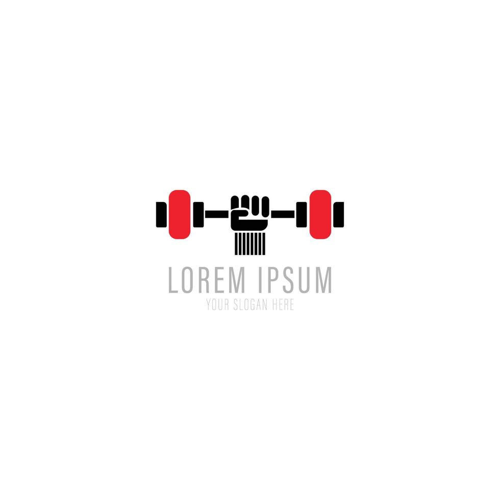 Minimalist gym logo with dumble ilustration vector