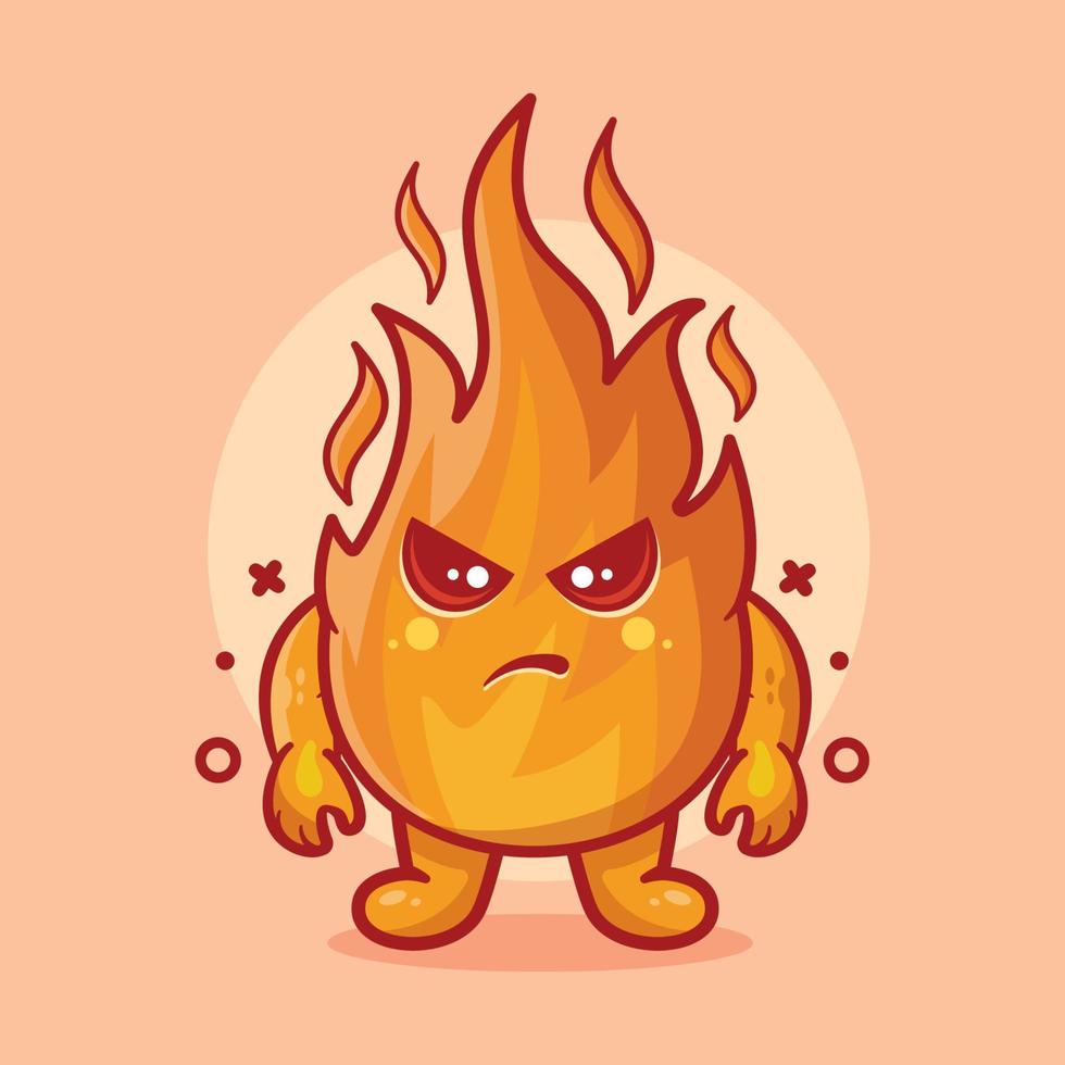 funny fire flame character mascot with angry gesture isolated cartoon in flat style design vector