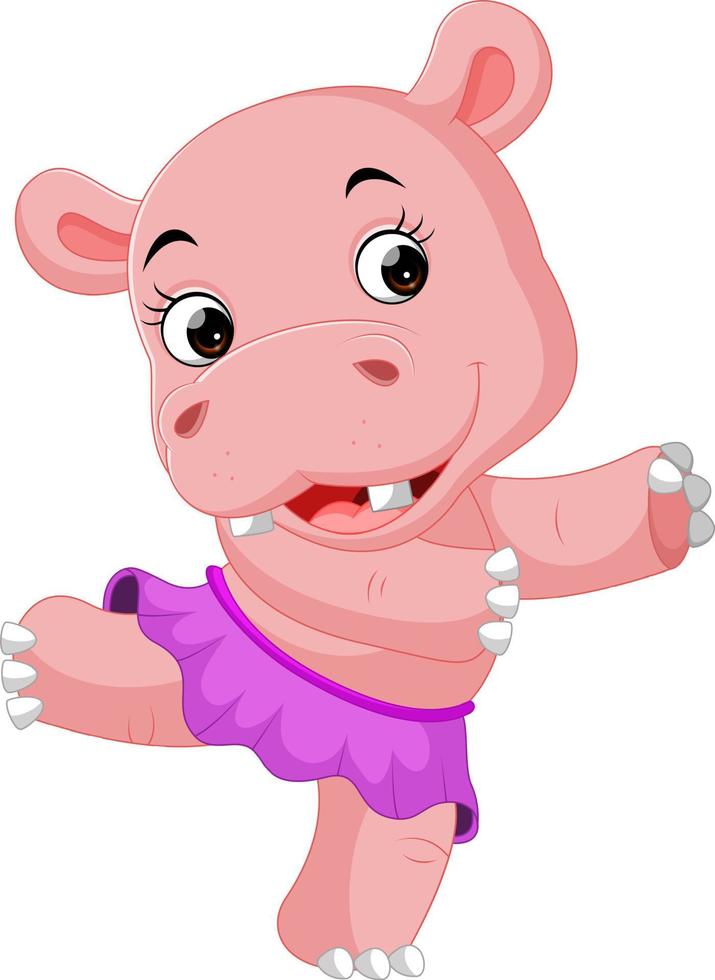 hippo dancing cartoon vector