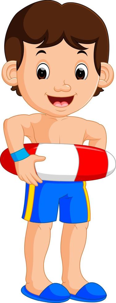 Boy cartoon with inflatable ring vector