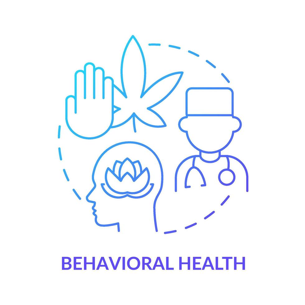 Behavioral health blue gradient concept icon. Addiction treatment. Mental health. Medical center service abstract idea thin line illustration. Isolated outline drawing. vector