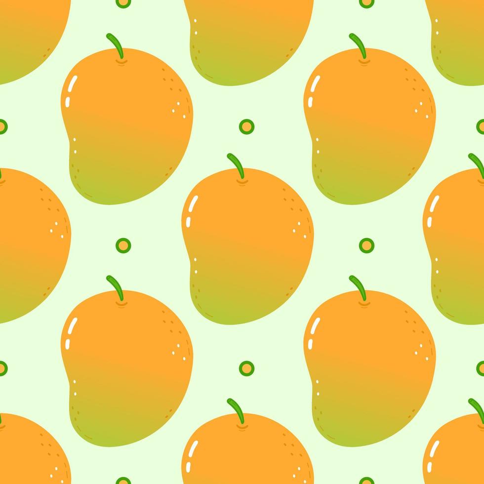 Cute funny mango pattern character. Vector hand drawn cartoon kawaii character illustration icon. Isolated on white background. Mango character concept