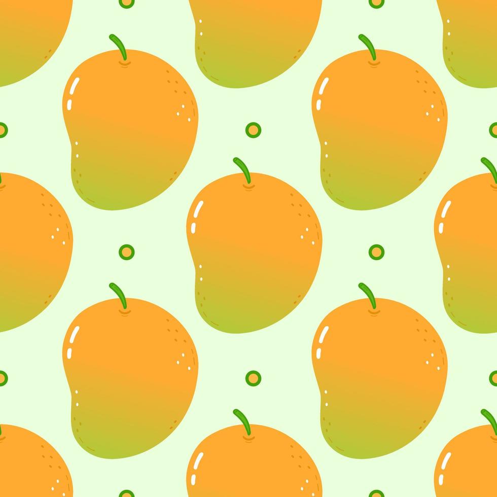 Cute funny mango pattern character. Vector hand drawn cartoon kawaii character illustration icon. Isolated on white background. Mango character concept