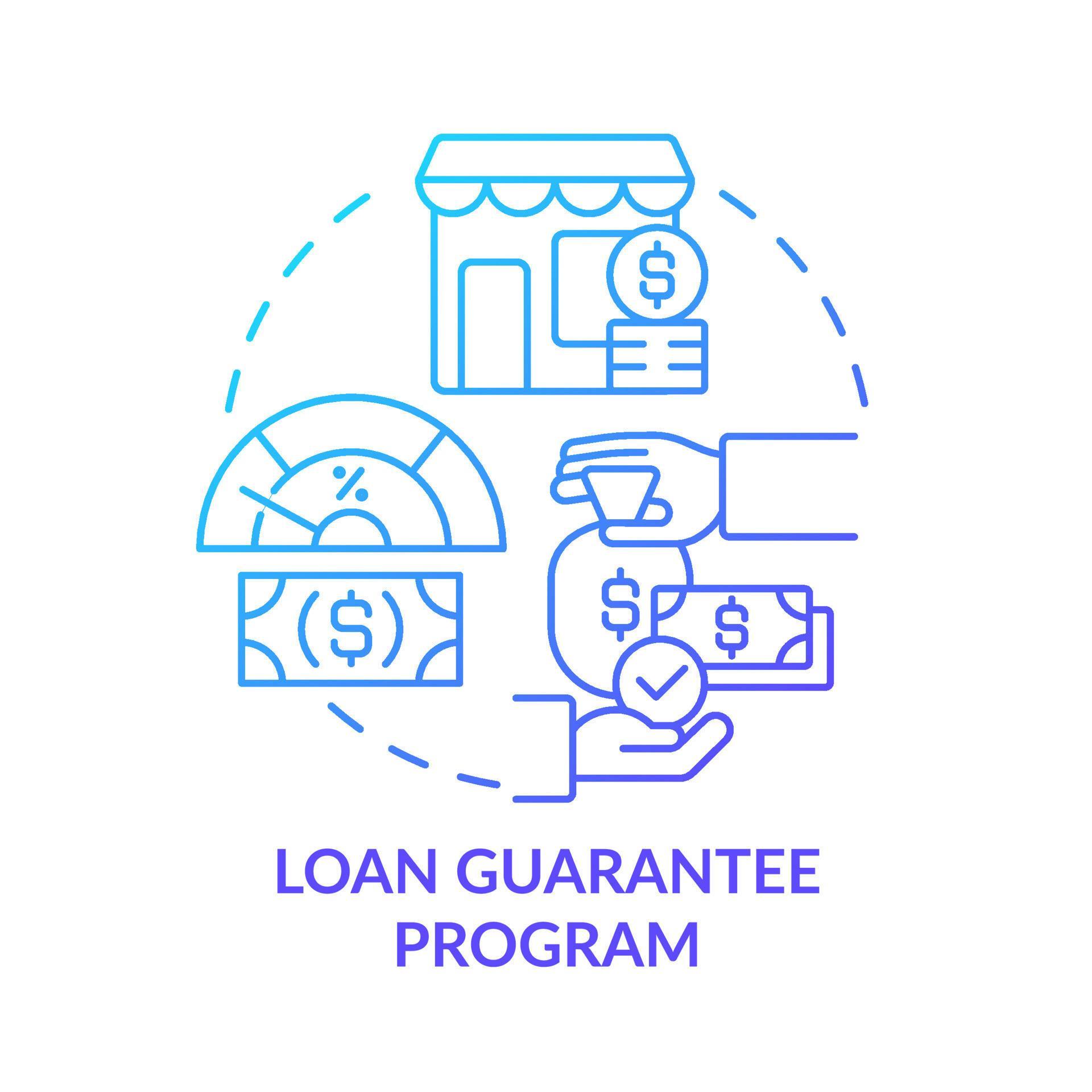 Loan guarantee program blue gradient concept icon. Finance and credit
