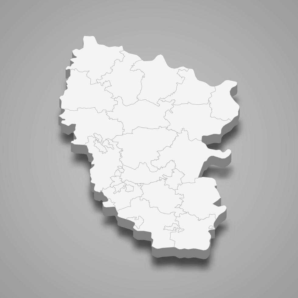 3d isometric map of Luhansk oblast is a region of Ukraine vector
