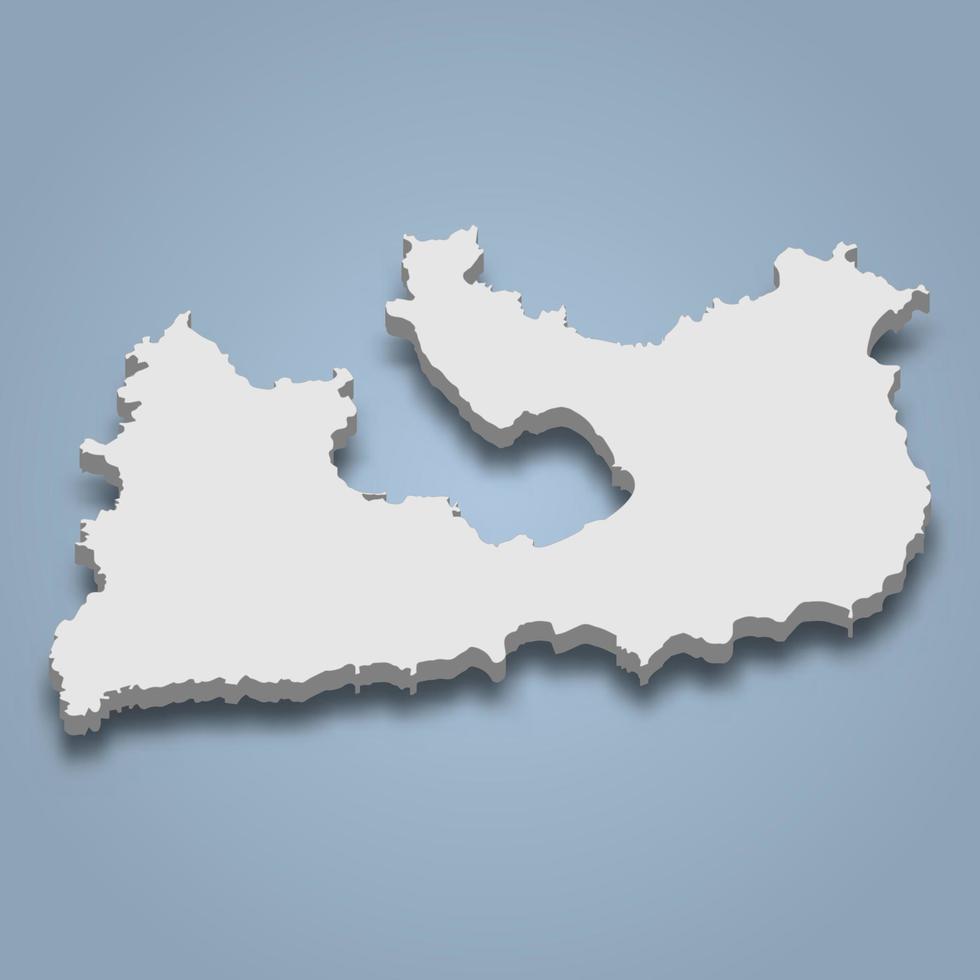 3d isometric map of Milos is an island in Greece vector