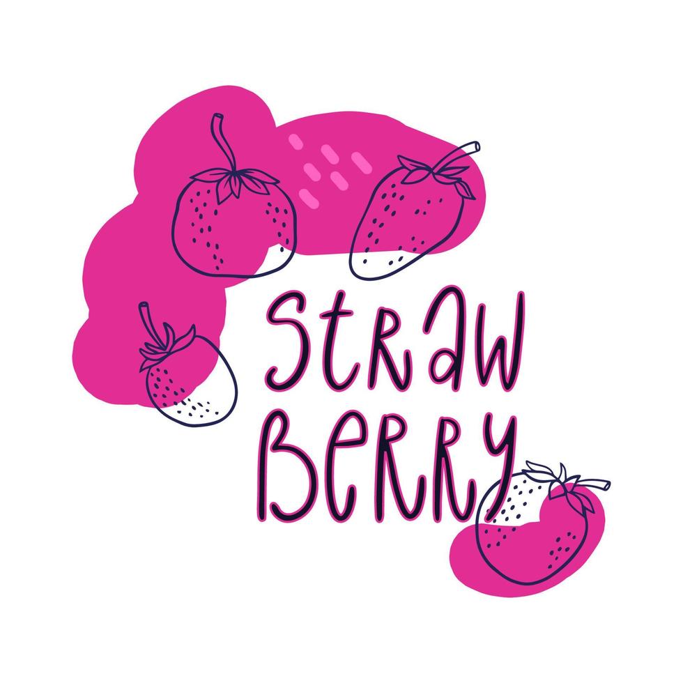 Colorful vector icon of strawberry. Vegetarian and vegan food in isolated modern design.