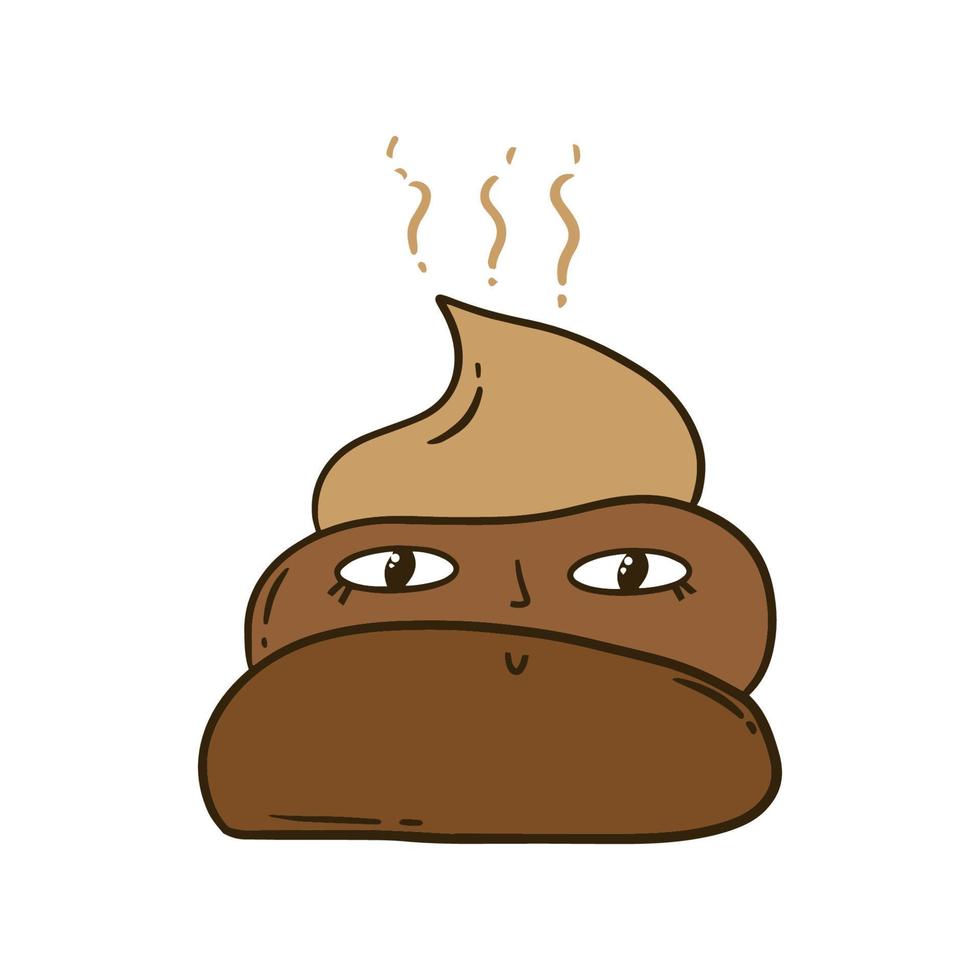 Kawaii shit isolated on white. Brown excrement. vector