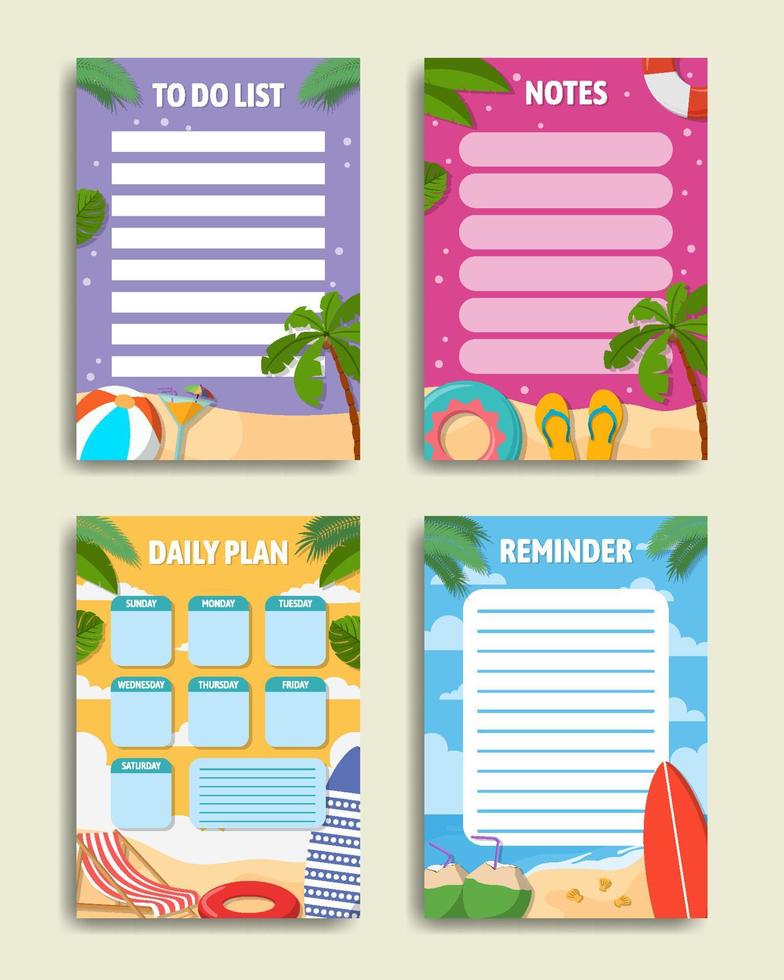 Journal Template Summer Holiday vector