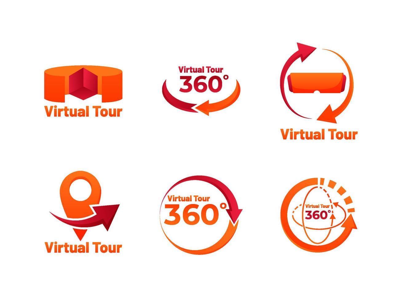 Virtual Tour Logo Set vector