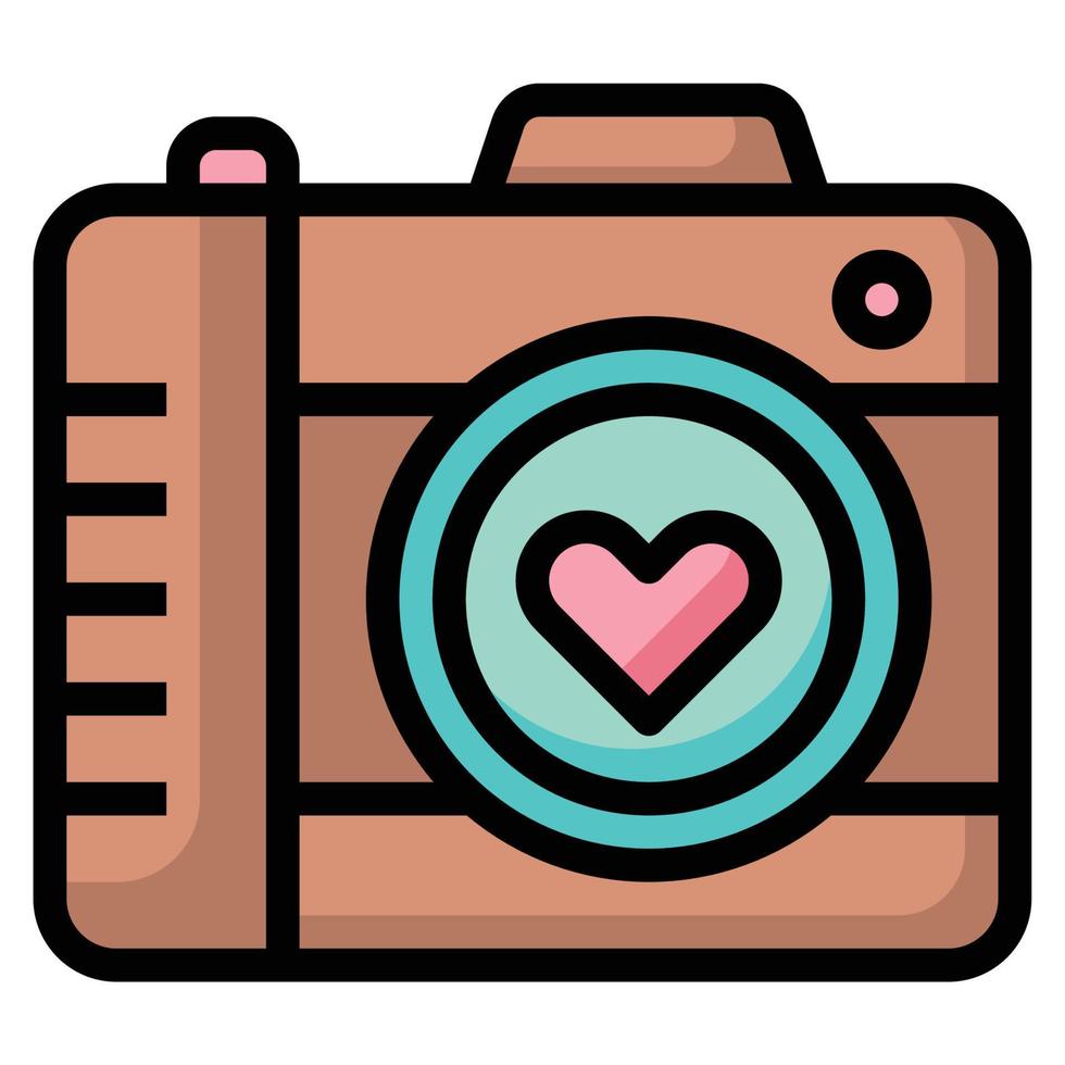 Camera icon line color vector illustration