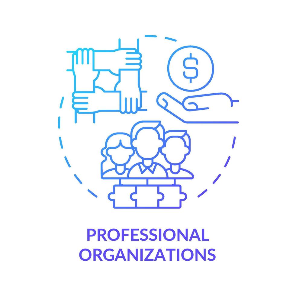 icono de concepto de gradiente azul de organizaciones profesionales. cuidado de los empleados. subvenciones para el desarrollo del lugar de trabajo idea abstracta ilustración de línea delgada. dibujo de contorno aislado. vector