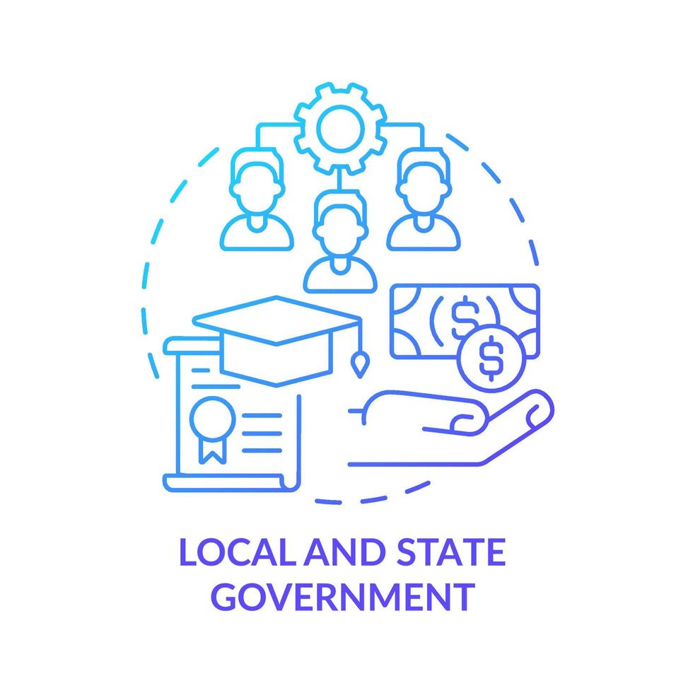 Local and state government blue gradient concept icon. Federal support. Small business support program abstract idea thin line illustration. Isolated outline drawing. vector