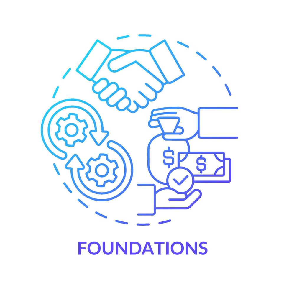 Foundations blue gradient concept icon. Small business incentives. Grants for workplace development abstract idea thin line illustration. Isolated outline drawing. vector