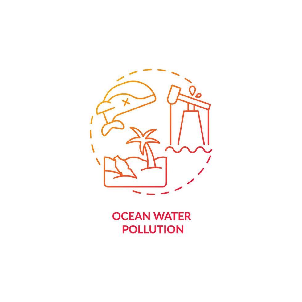 Ocean water pollution red gradient concept icon. Water contamination categorization abstract idea thin line illustration. Ecosystem degradation. Isolated outline drawing. vector