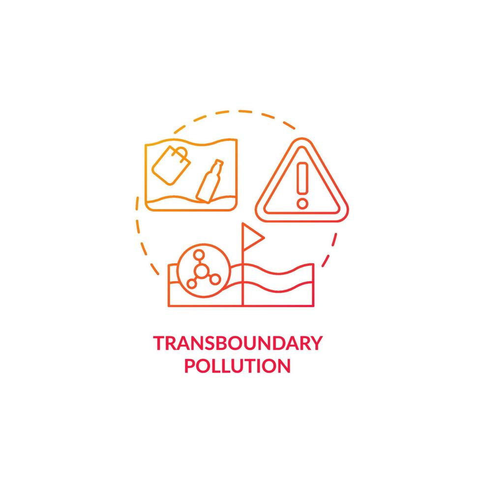 Transboundary pollution red gradient concept icon. Water contamination category abstract idea thin line illustration. Harmful consequences. Isolated outline drawing. vector