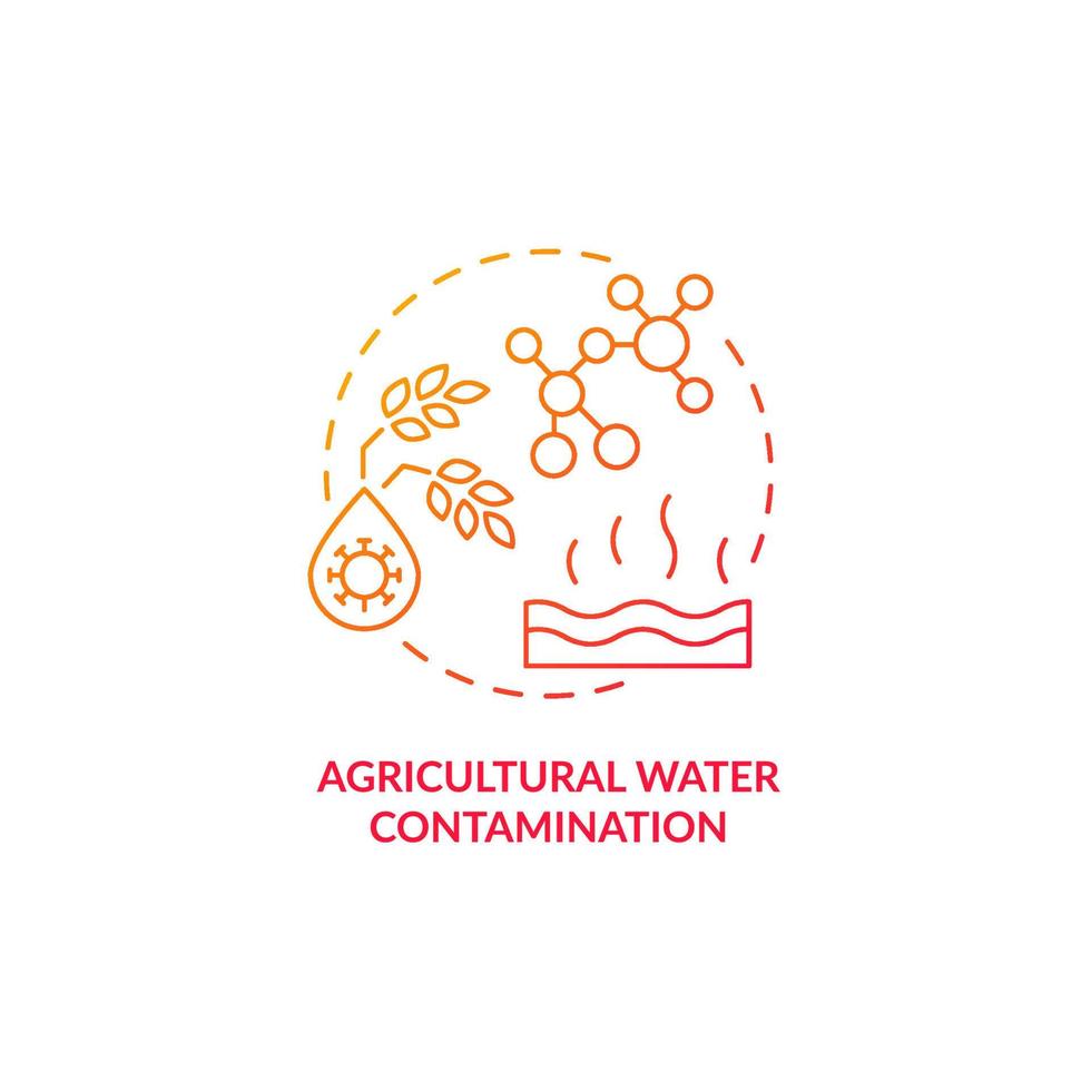 Agricultural water contamination red gradient concept icon. Water pollution type abstract idea thin line illustration. Industrial crop fertilizers. Isolated outline drawing. vector