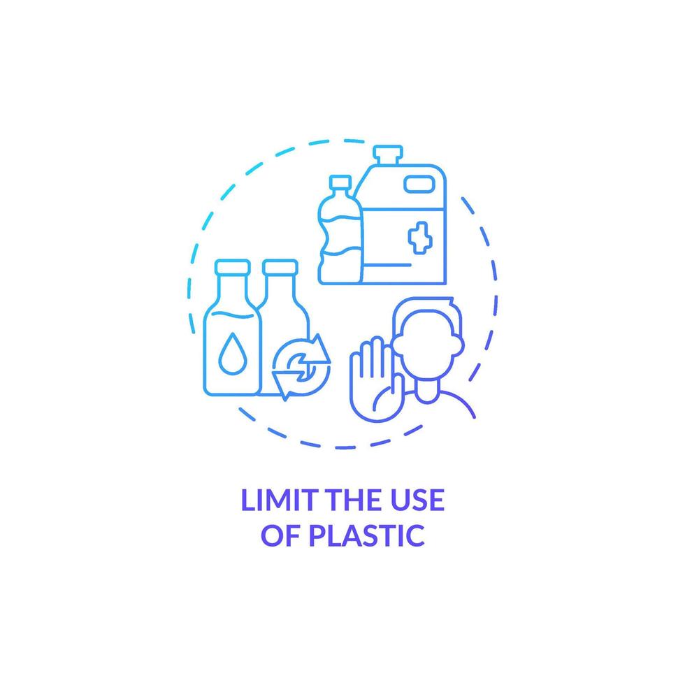 Limit plastic usage blue gradient concept icon. Save ocean abstract idea thin line illustration. Increase demand on sustainable materials. Isolated outline drawing. vector