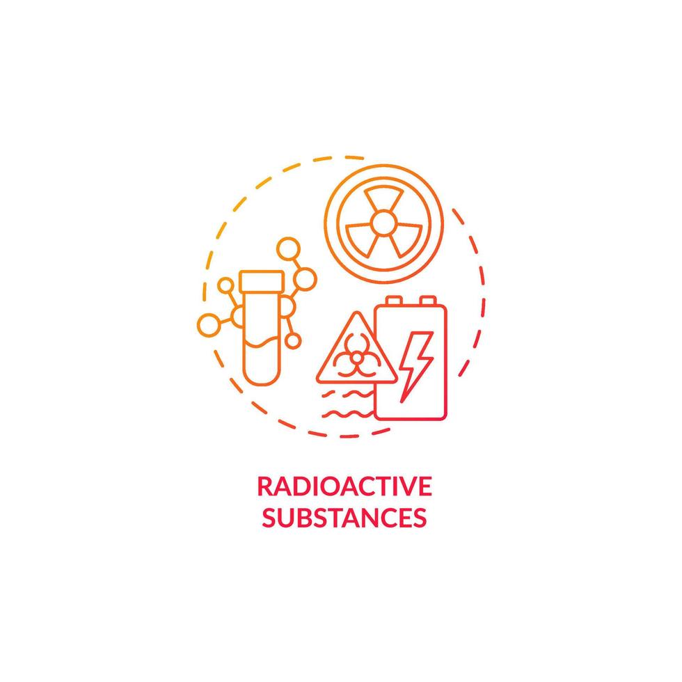 Radioactive substances red gradient concept icon. Water contamination abstract idea thin line illustration. Releasing harmful elements in water. Isolated outline drawing. vector