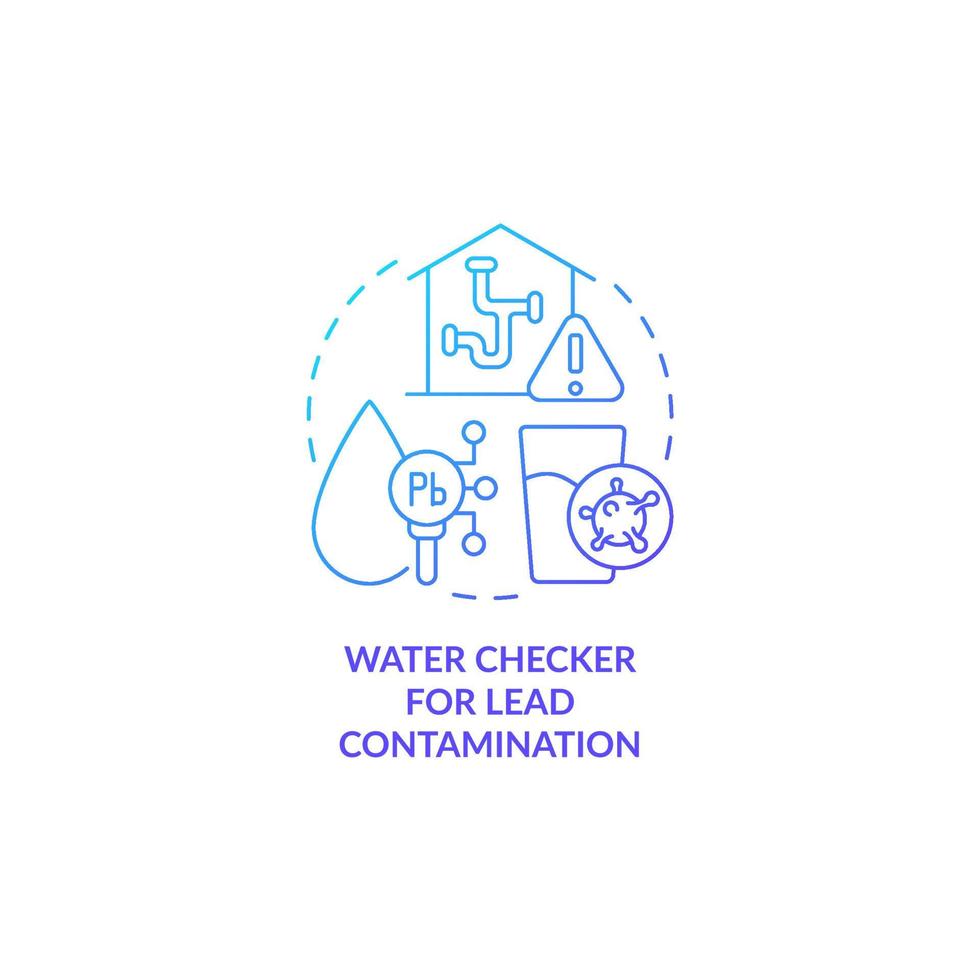 comprobador de agua para contaminación por plomo icono de concepto de gradiente azul. prevención de riesgos de envenenamiento por plomo idea abstracta ilustración de línea delgada. dibujo de contorno aislado. vector