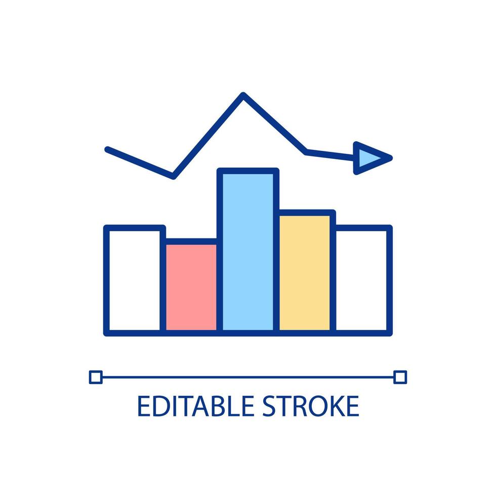 Statistical monitoring RGB color icon. Collecting and analyzing statistical data. Performance analysis. Isolated vector illustration. Simple filled line drawing. Editable stroke.