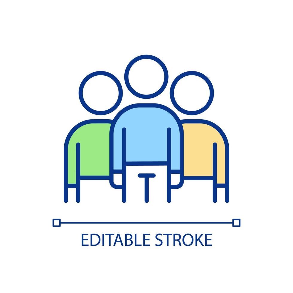 Community leadership RGB color icon. Representative of common interest. Group members. Engaging in activism. Isolated vector illustration. Simple filled line drawing. Editable stroke.