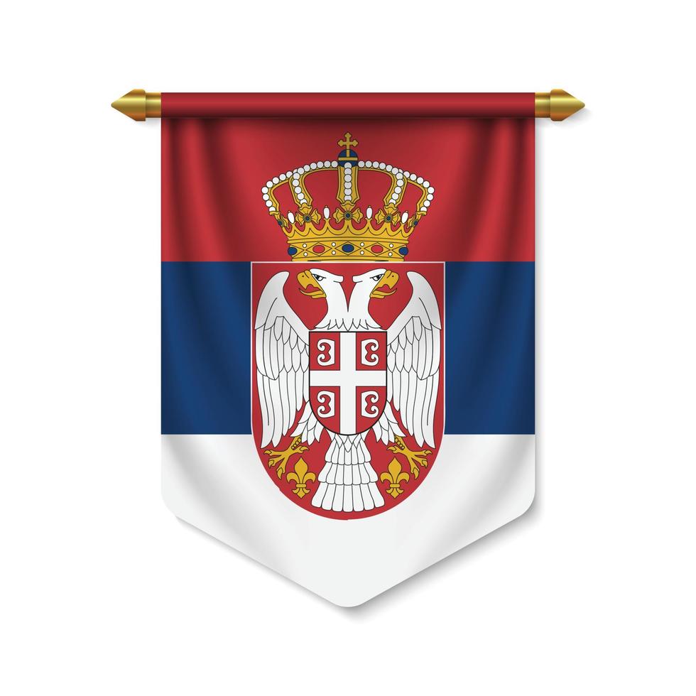 3d realistic pennant with flag vector