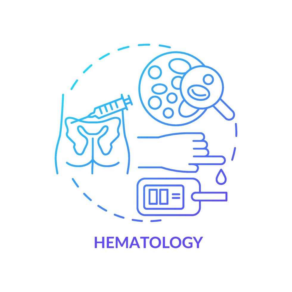 icono de concepto de gradiente azul de hematología. sangre estudiando y analizando. servicio de centro médico idea abstracta ilustración de línea delgada. dibujo de contorno aislado. vector