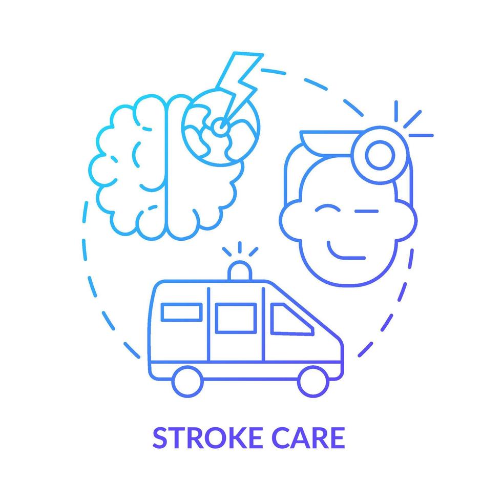 Stroke care blue gradient concept icon. Headache relief. Treatment and rehab. Medical center service abstract idea thin line illustration. Isolated outline drawing. vector