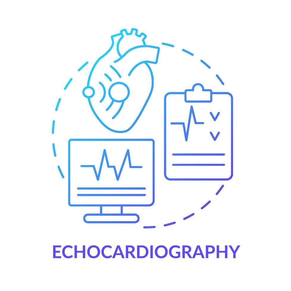 Echocardiography blue gradient concept icon. Heart ultrasound research. Diagnostic imaging abstract idea thin line illustration. Isolated outline drawing. vector