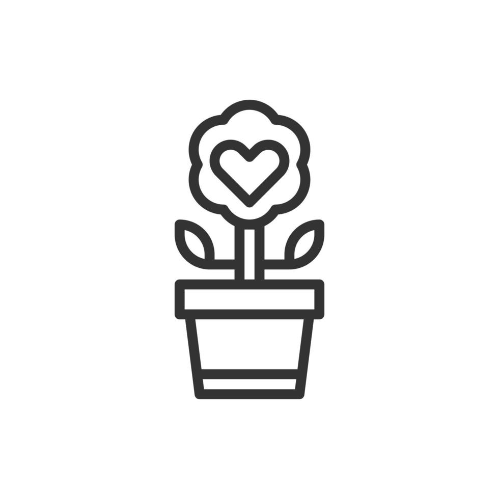 Heart Flower Pot Love Icon Or Logo Vector Illustration