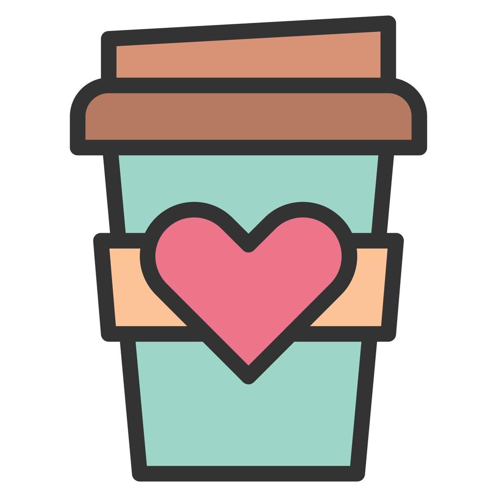 corazón café amor icono o logotipo vector ilustración