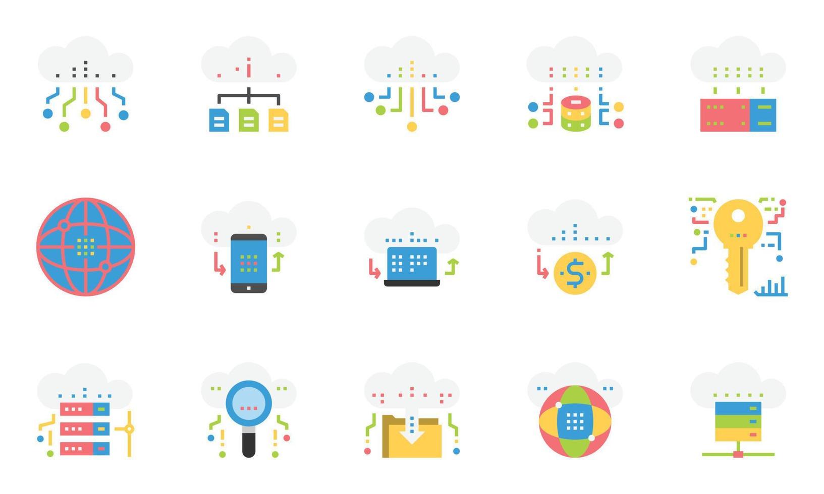 Cloud Data Technology Services  Icons Symbol Design Simple Set For Using In Web Graphics Report Logo Infographics. Best Quality Outline Symbol Vector Collection