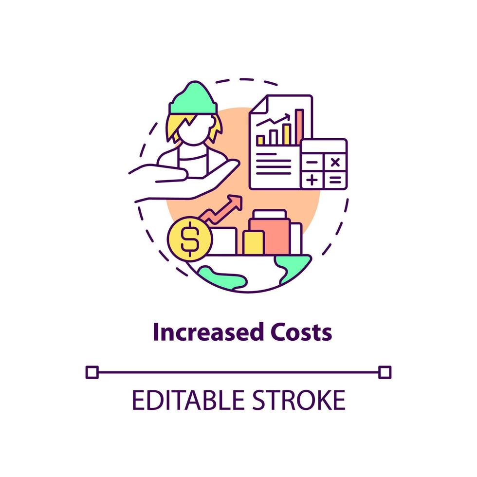 Increased costs concept icon. Homelessness effect on society abstract idea thin line illustration. Rising housing costs. Isolated outline drawing. Editable stroke. vector