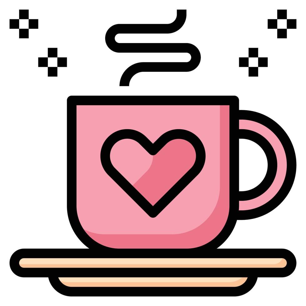 Coffee Love icon line color vector illustration