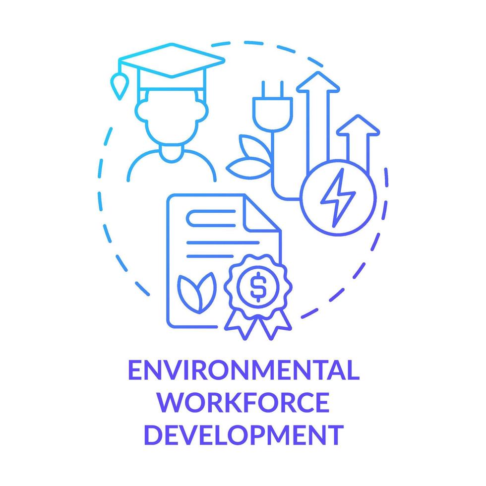 Environmental workforce development blue gradient concept icon. Federal grants for tech training abstract idea thin line illustration. Isolated outline drawing. vector