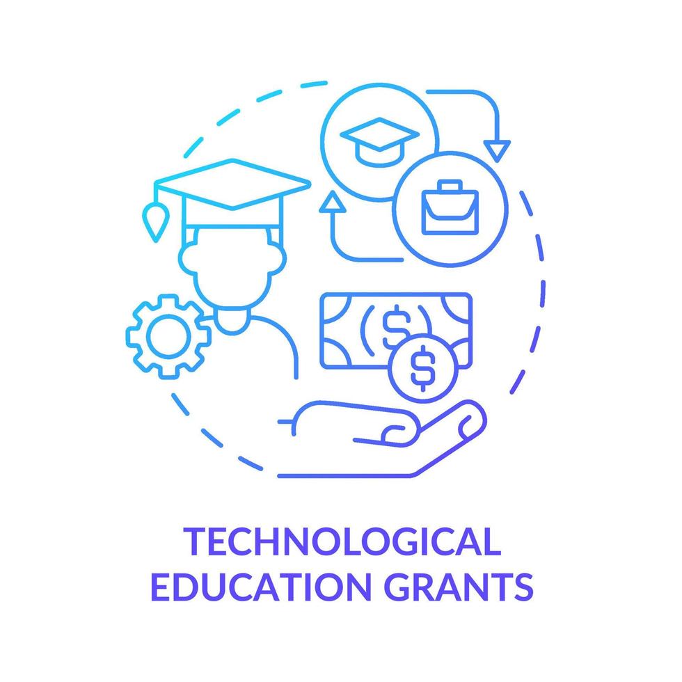 Technological education grants blue gradient concept icon. Small business. Federal tech training abstract idea thin line illustration. Isolated outline drawing. vector