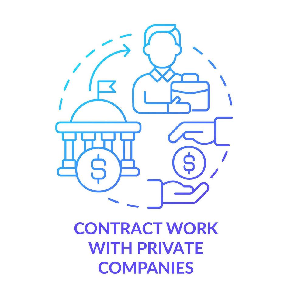Contract work with private companies blue gradient concept icon. Encouraging business activity abstract idea thin line illustration. Isolated outline drawing. vector