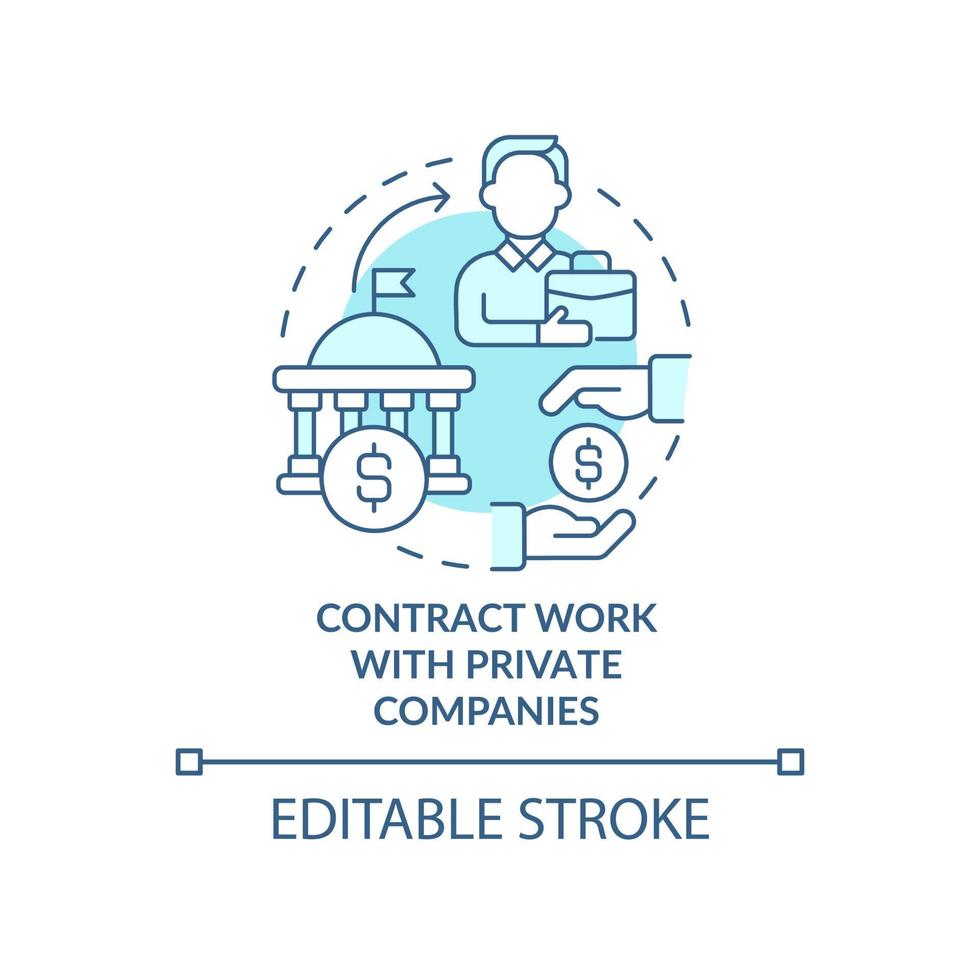 Contract work with private companies turquoise concept icon. Encouraging business abstract idea thin line illustration. Isolated outline drawing. Editable stroke. vector
