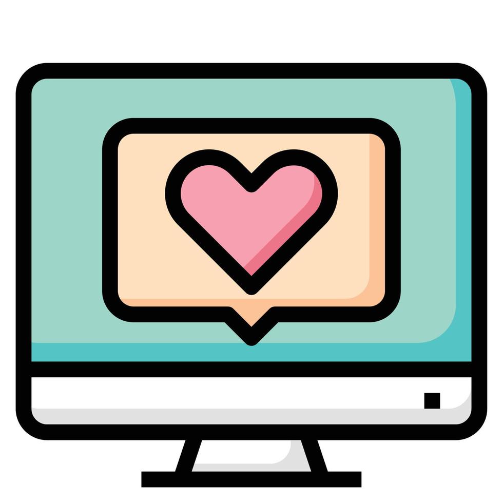 Online Dating  icon line color vector illustration