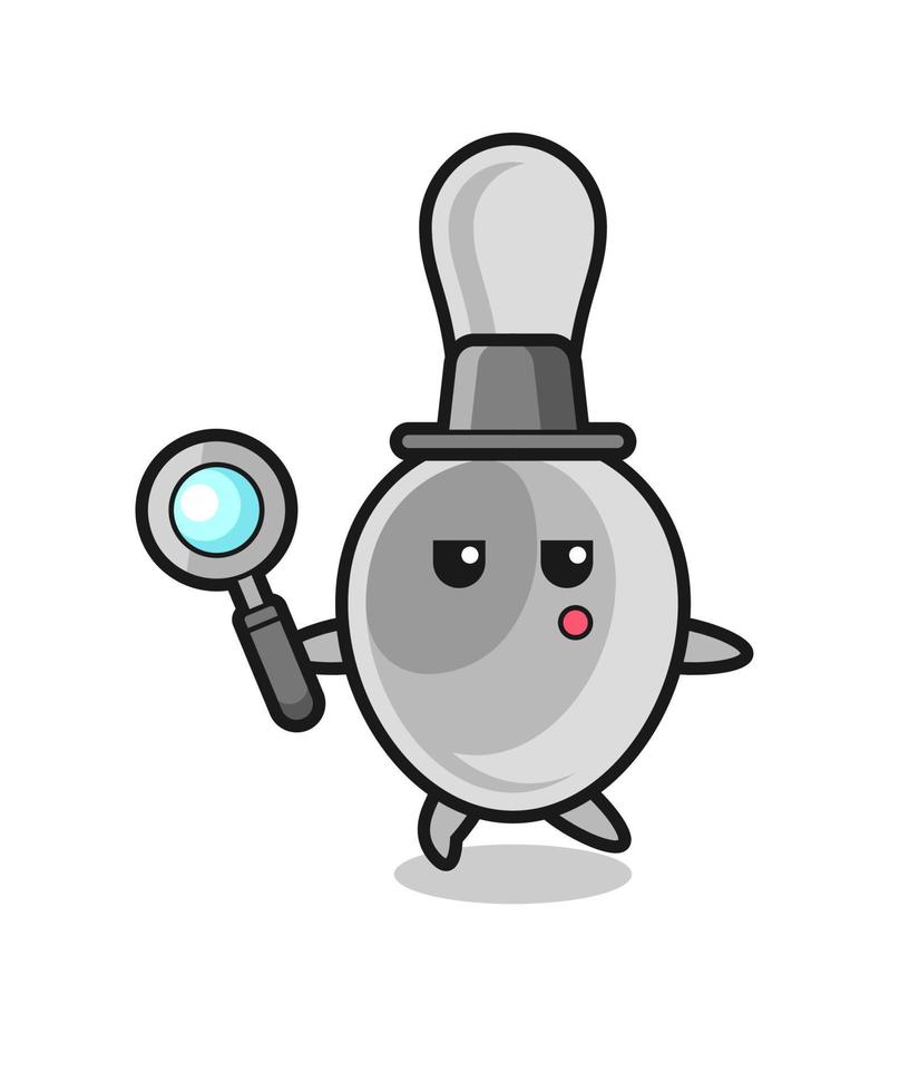 spoon cartoon character searching with a magnifying glass vector