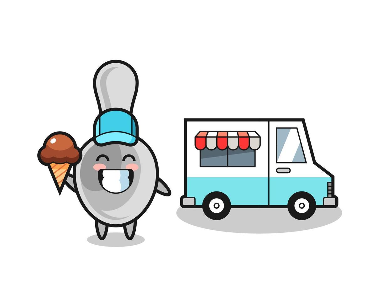 Mascot cartoon of spoon with ice cream truck vector